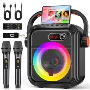 karaoke machine with 2 wireless microphones