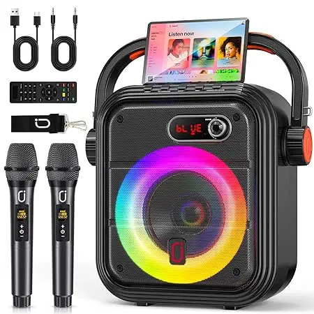 karaoke machine with 2 wireless microphones